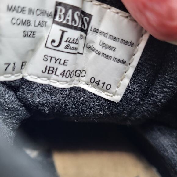 Justin Basic Black Leather Lace Up Boots JBL400 Size 7.5B Punk Grunge Streetwear - Picture 11 of 12